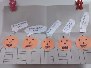 ... pumpkins, and glued on the speech bubbles to illustrate their poems