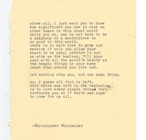 Christopher poindexter quote