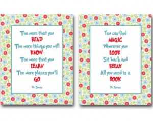 quotes about reading books - set of 2 prints / posters for kids, baby ...
