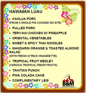 hawaiian luau menu
