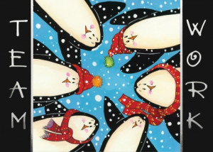 Penguin Teamwork Holiday Card