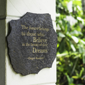Inspirational Quote by Eleanor Roosevelt on Volcanic Slate (Indonesia)