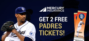 Get 2 FREE tickets to San Diego Padres with Mercury insurance quote