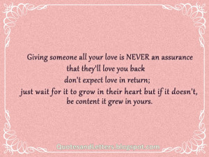 giving someone all your love is never an assurance that they ll love ...
