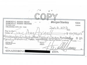 ... Harold Hamm to ex-wife Sue Ann Arnall in the amount of $974.8 million