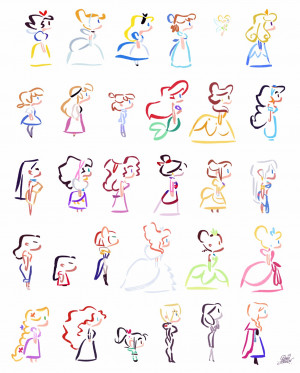 Disney Heroines Simple Lines