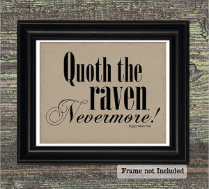 NEVERMORE, Raven, Edgar Allan Poe Quote Art, Vintage Raven Image ...