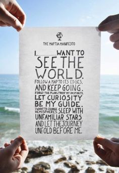 Manifesto of the world traveller... More