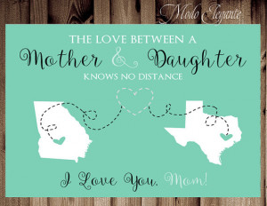 Mom, Gift for Mother Long Distance Quote Print, Personalized Gift ...