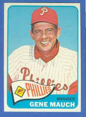1965 Topps #489 Gene Mauch [#a] (Phillies) Baseball cards value
