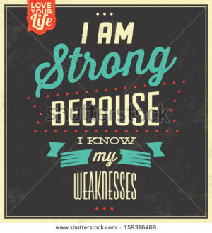 Template / Retro Design / Quote Typographic Background / I Am Strong ...