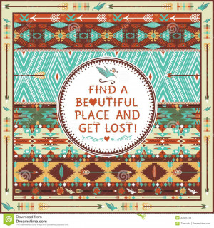 Hipster seamless aztec pattern with geometric elements and quotes ...