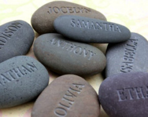 ... names - All My Children - Set of 3 Name Rocks - engraved grey stones