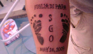 Dad Tattoos For Daughters On Foot Baby footprints on daddy