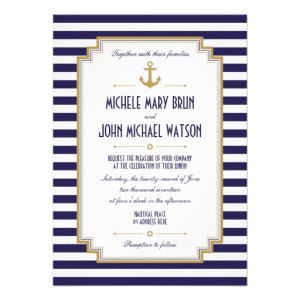 Stylish Nautical Wedding Invitation Personalized Invite