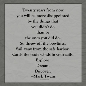 Mark Twain quote: Explore. Dream. Discover.