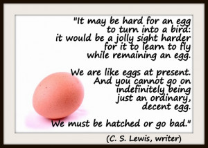 harder for it to learn to fly while remaining an egg. We are like eggs ...