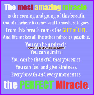 Every breath and every moment is the PERFECT Miracle.