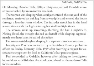 Attack in Oakdale, CA October 12, 1987