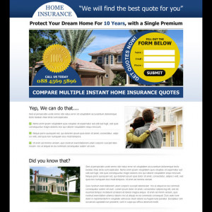 instant home insurance quote lead capture squeeze page design Home ...