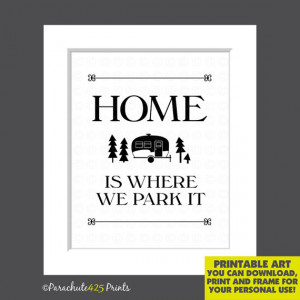 Instant Download, CAMPER HOME, camping quote print, typography art ...