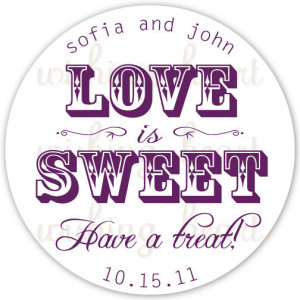 Thank You Favor Sticker - Love is Sweet, Have a Treat - Candy Buffet ...