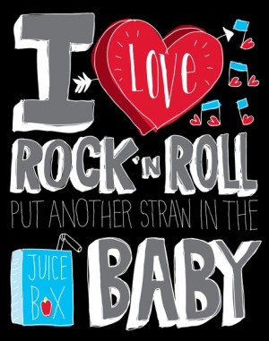Love Rock N' Roll and Juice Boxes - Black and Grey Art Print