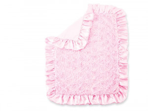 Pink chiffon rosette blanket is trimmed in pink satin and reverses to ...