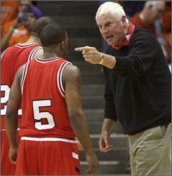 Bob Knight offers pointed instructions to Texas Tech players during