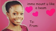 Cheesy gymnast pick up lines/Valentines card More