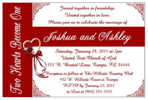 Details about RED WEDDING INVITATIONS DESIGN ~ TWO HEARTS BECOME ONE
