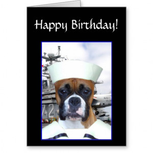 Happy birthday Navy Sailor Boxer Dog greeting card
