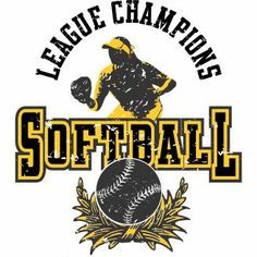 Vector graphic softball league champions for t-shirt designs More