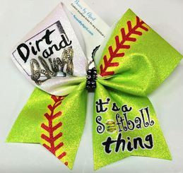 Dirt and Bling its a Softball Thing Glitter Softball Bow