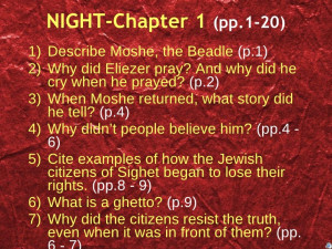 Night—study questions chapter by chapter