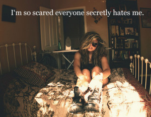bedroom, everyone, girl, hate, i hate you, quote, scared