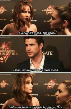 catching fire, funny, hunger games, jennifer lawrence, liam hemsworth ...