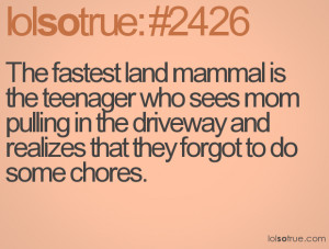 The fastest land mammal is the teenager who sees mom pulling in the ...