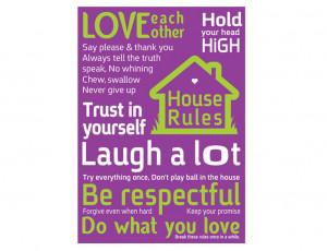 LARGE Canvas House Rules repro prints wall art Quote Typographic ...
