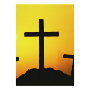 Old Rugged Wooden Cross on Calvary Hill at Sunset 5