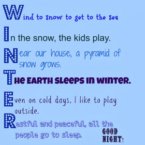 Ds acrostic poem Winter Acrostic Poems