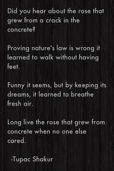 ... Concrete by Tupac Shakur -- My inspiration for this school year. More