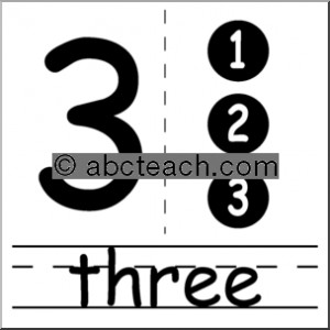 Clip Art: Number Set 2: 03 B&W - preview 1