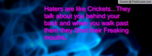 Haters are like Crickets...They talk about you behind your back and ...