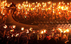 The Jarl Squad parade on the streets of Lerwick during the Up Helly Aa ...