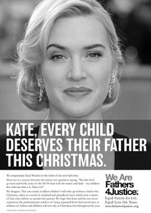 Legal battle: The Fathers4Justice advert that attacked Miss Winslet ...