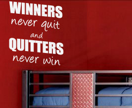 Details about Winner Never Quit Sports Vinyl Wall Lettering Quote S25