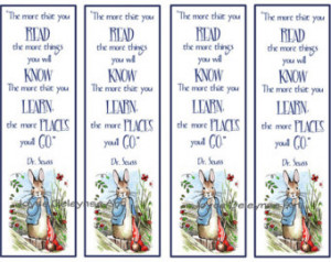 Rabbit Printable Bookmarks, A rtwork After Beatrix Potter with Quote ...