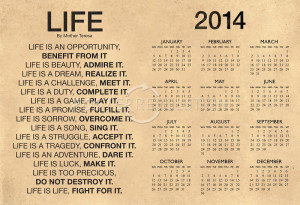 Title: Mother Teresa Life Quote Motivational 2014 Calendar Poster