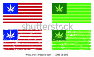 Cannabis nation, flags based on the US flag, with and without grunge ...